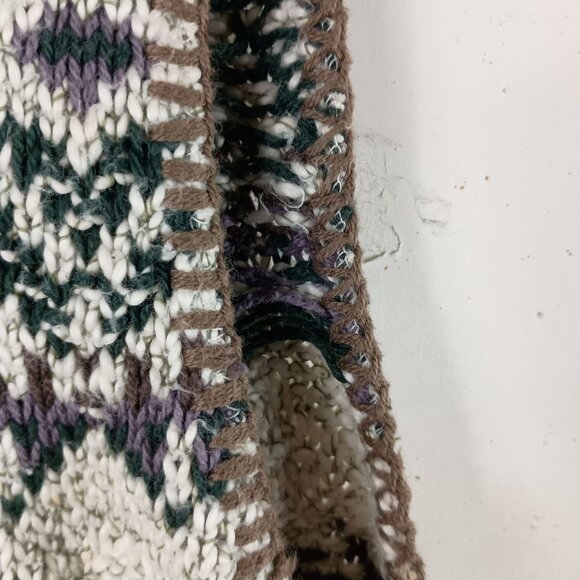 Vintage Knit Sweater Vest Womens L Beige Fair Isle Grandpacore Cottagecore 90s - Picture 8 of 8